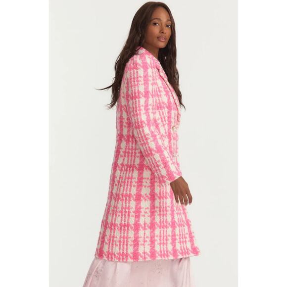 Love Shack Fancy Asryn Coat in Majestic Pink Tweed Size Large - Picture 6 of 16